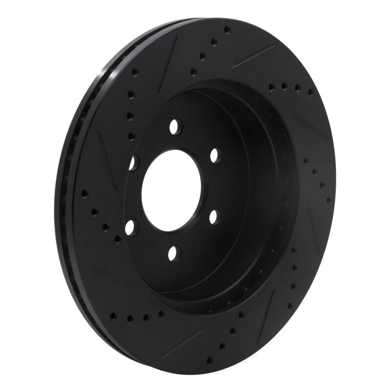 Dodge Dakota Brake Rotor (1) - Front Right - R1 Concepts - Drilled & Slotted - Black - `03-`04